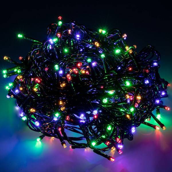1000 LED multikolor, Lampki  zewnętrzne, 80m, IP44