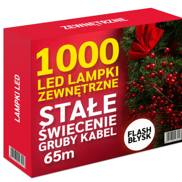 1000 LED lampki choinkowe flash zewnętrzne - 80m wybór koloru