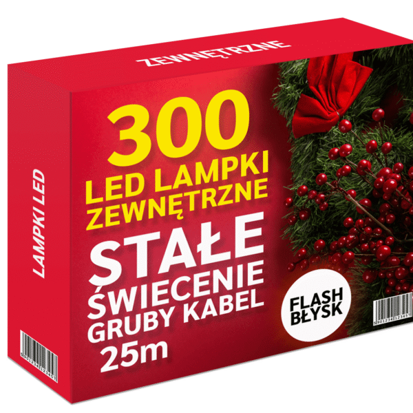 300 LED Lampki choinkowe zewnętrzne + flash - wybór koloru
