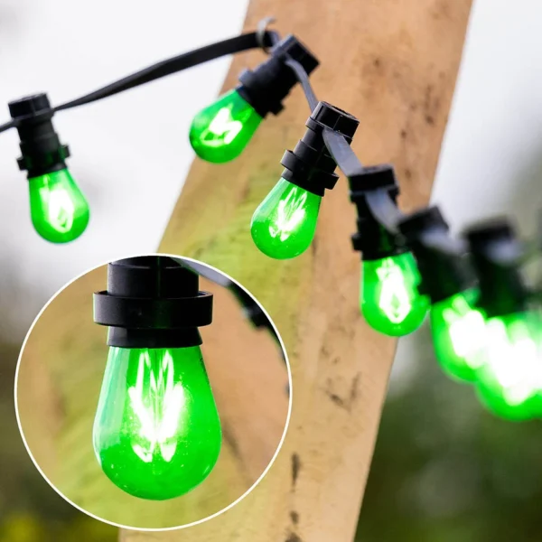 Girlanda z zielonymi żarówkami, E27, IP65, 50m, rozstaw oprawek 50cm