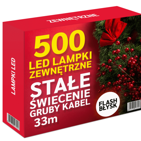 500 LED lampki led, na zewnątrz - Stałe + Flash - wybór koloru