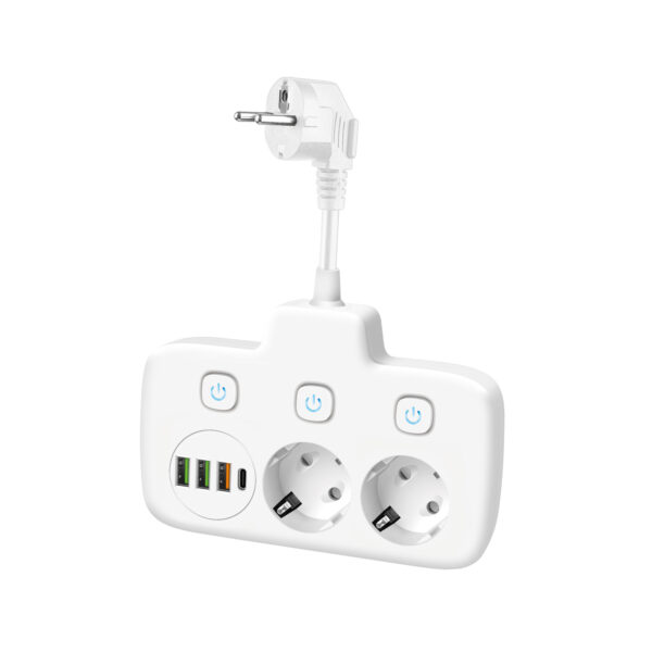 Rozgałęźnik LINEA FL 2-gniazda z uziemieniem i wył. + 4xUSB