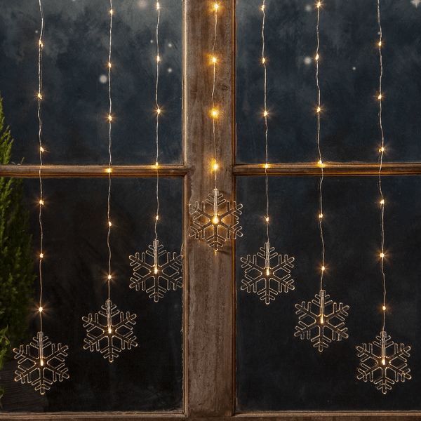 Kurtyna LED Płatki Śniegu 0,6m x 0,85m na baterie, biała ciepła