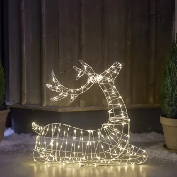 Renifer z lampkami LED, ATJA, 65cm, biały ciepły