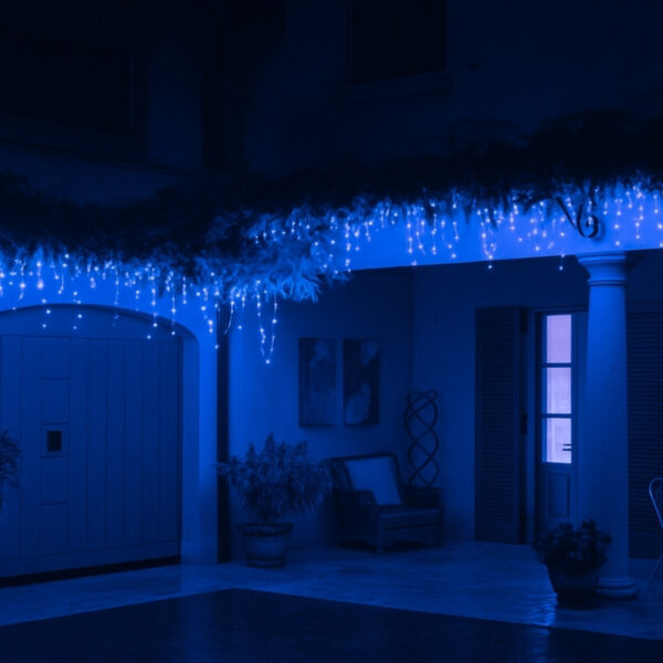 Profesjonalne sople niebieskie, 5m modułowe, czarny kabel, 120 LED, zewnętrzne, IP67