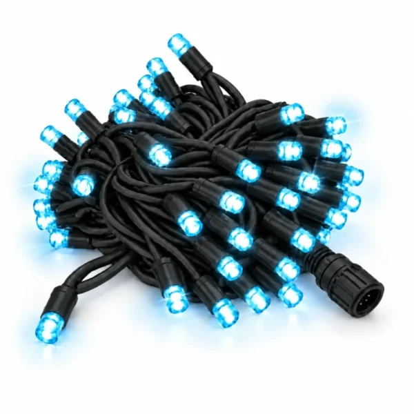 Lampki choinkowe morskie niebieskie zewnętrzne, 10m 100 LED, czarny kabel, System PRO IP67