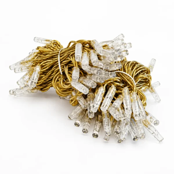 Lampki choinkowe złoty kabel, białe ciepłe 10m 100 LED, System PRO IP67