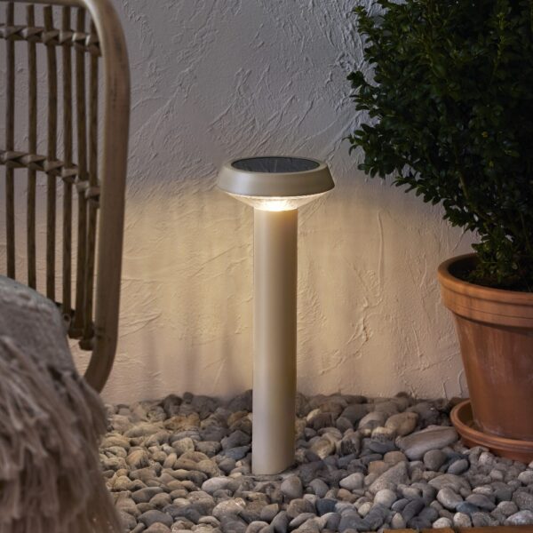 Lampa solarna słupek ogrodowy beżowy LED wbijana CASA