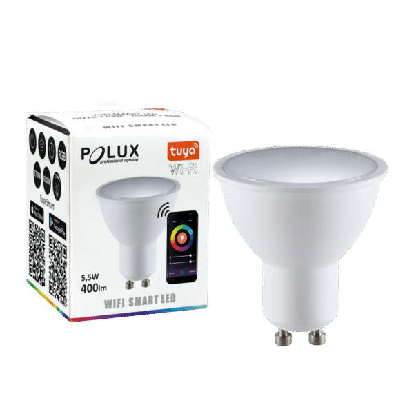 Żarówka LED GU10 5,5W 400lm POLUX 3000K-6500K RGB Smart WiFi TUYA