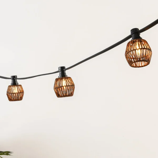 Ciemny rattan klosz do girlandy 9cm