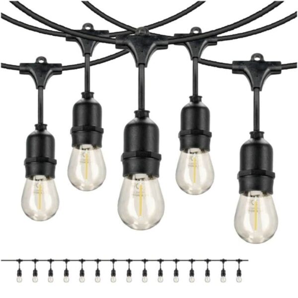 Girlanda LED 15m ze zwisami + 15 x żarówka 1W białe ciepłe