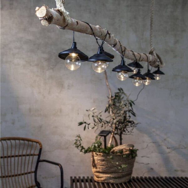 Girlanda ogrodowa solarna, SHADE, 10 lampek LED z daszkami, IP44