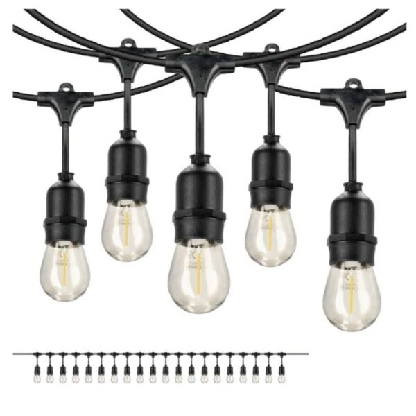 Girlanda LED 10m ze zwisami + 20 x żarówka 1W białe ciepłe