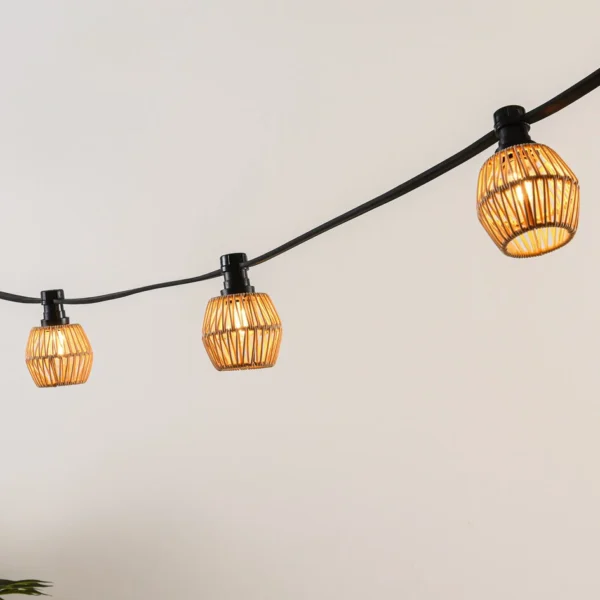 Jasny rattan klosz do girlandy 9cm
