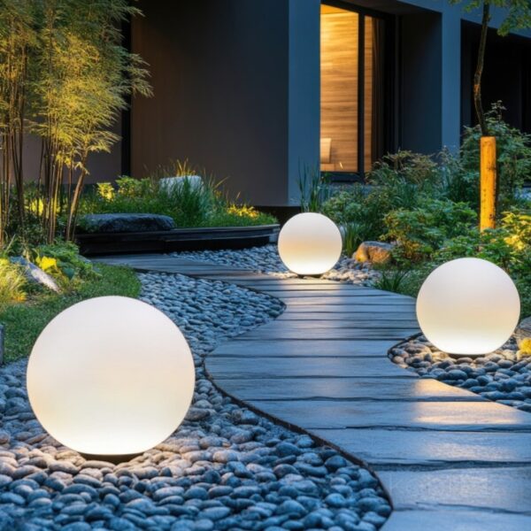 Lampa solarna do ogrodu, kula 40cm, biała ciepła + RGB, pilot
