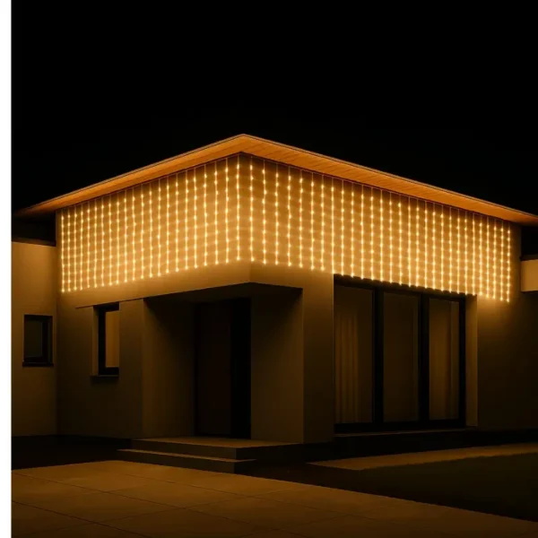 Kurtyna zewnętrzna IP67, sople 240 LED, 5m x 0,5m czarny kabel, białe ciepłe