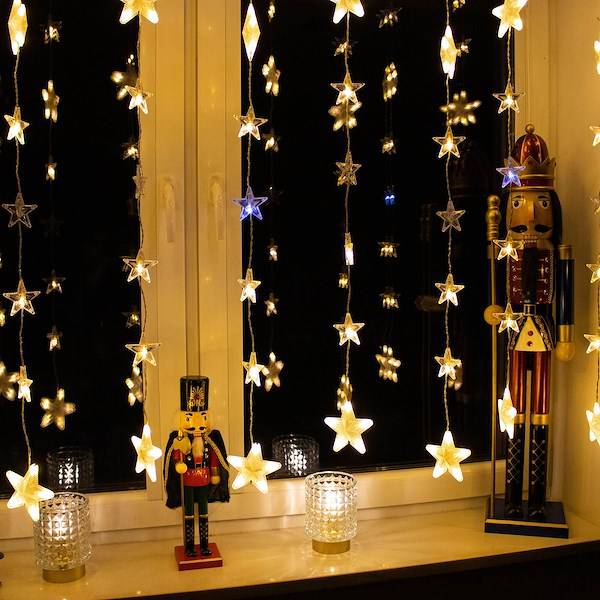 Kurtyna świetlna 180 led girlanda gwiazdki / biały ciepły