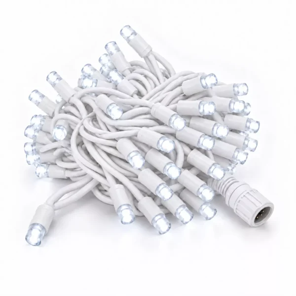 Lampki profesjonalne 10m białe zimne, 100 LED, biały kabel, System PRO IP67