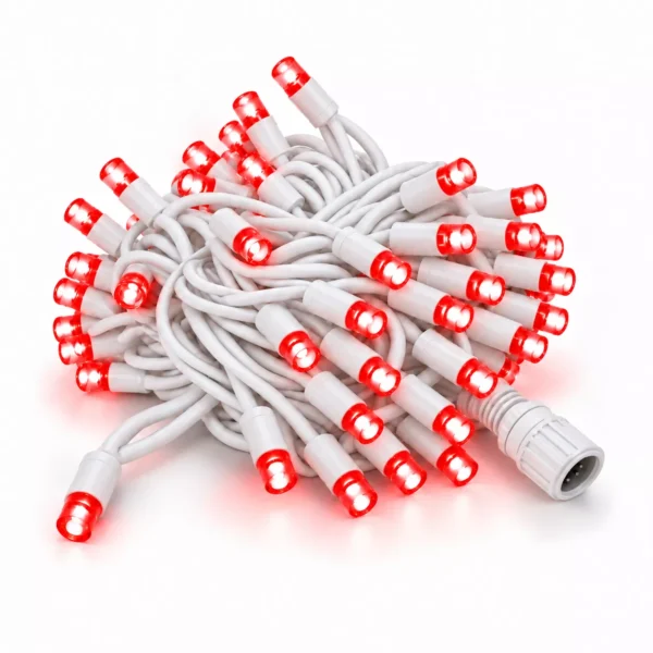 Światełka zewnętrzne 10m czerwone, biały kabel, 100 LED, System PRO IP67