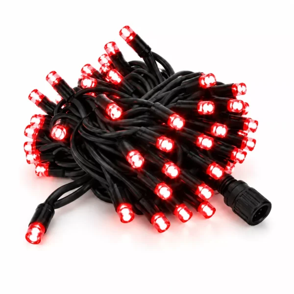 Profesjonalne lampki 10m czerwone, 100 LED, czarny kabel, System PRO IP67