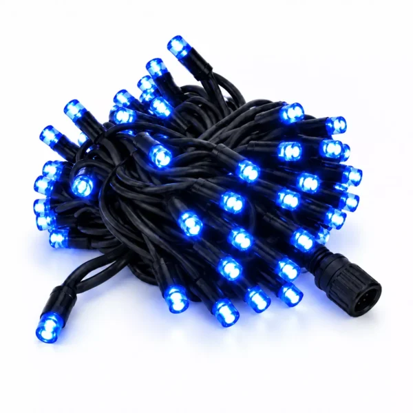 Profesjonalne lampki 10m niebieskie, 100 LED, czarny kabel, System PRO IP67