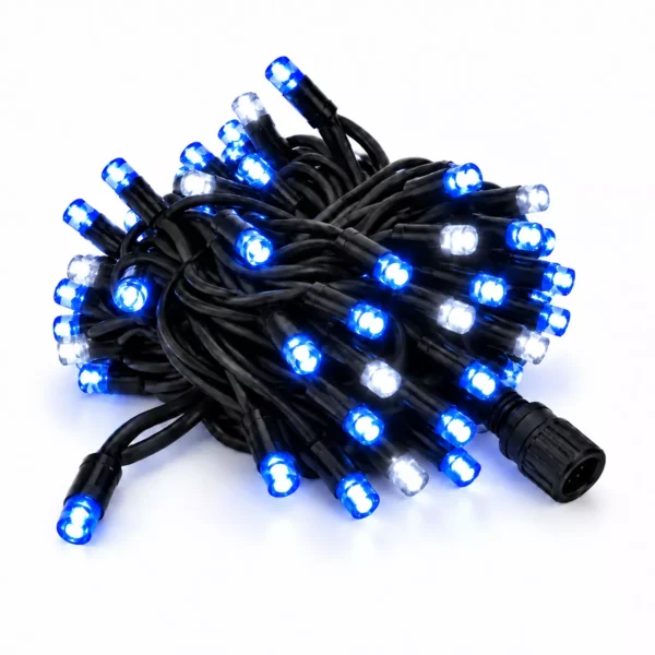 Światełka zewnętrzne, niebieskie + flash, 10m, 100 LED, czarny kabel, System PRO IP67