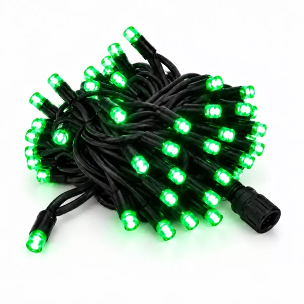 Profesjonalne lampki 10m zielone, 100 LED, czarny kabel, System PRO IP67