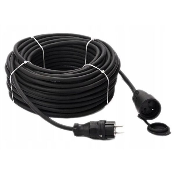 Przedłużacz zewnętrzny, gumowy 3x1,5mm 10m czarny