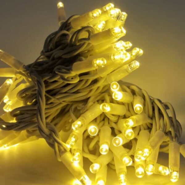 Lampki profesjonalne 10m białe ciepłe, 100 LED, biały kabel, System PRO IP67