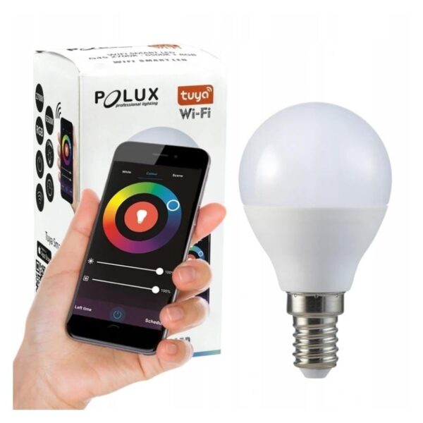 Żarówka LED KULKA G45 E14 5,5W 470lm POLUX 2700K-6500K RGB Smart WiFi TUYA