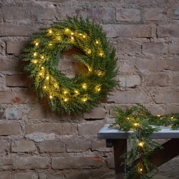 Wieniec świąteczny LED, THUJA, 45cm, timer, na baterie