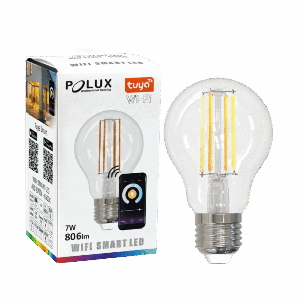 Żarówka LED FILAMENT A60 E27 7W 806lm POLUX 2700K-6500K Smart WiFi TUYA